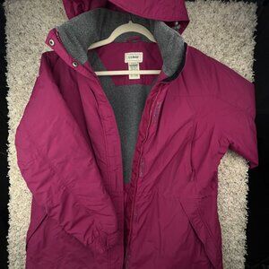 LL Bean Womens Thinsulate Lined Hooded Jacket Coat Red 0BDX2 Size L Large Reg *